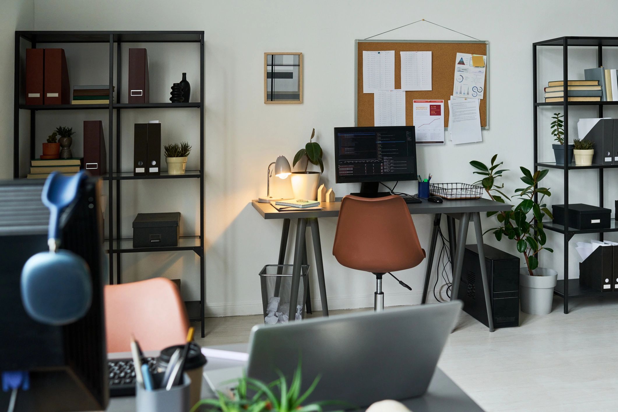 Modern home office technology setup